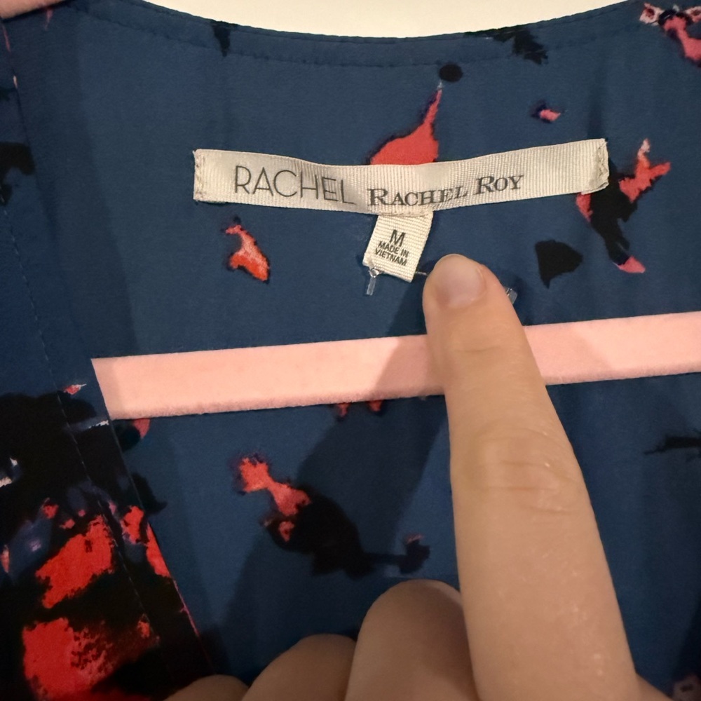 RACHEL Rachel Roy Navy and Pink Floral Blouse - Picture 2 of 3